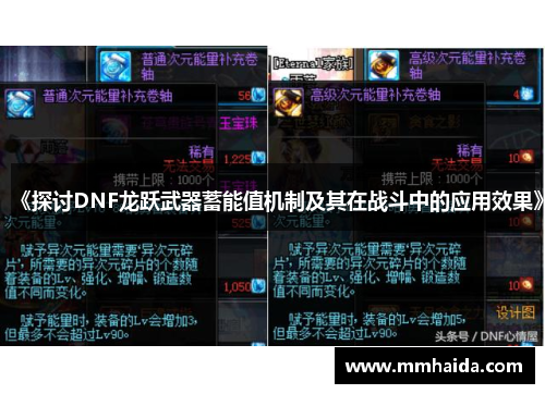 《探讨DNF龙跃武器蓄能值机制及其在战斗中的应用效果》
